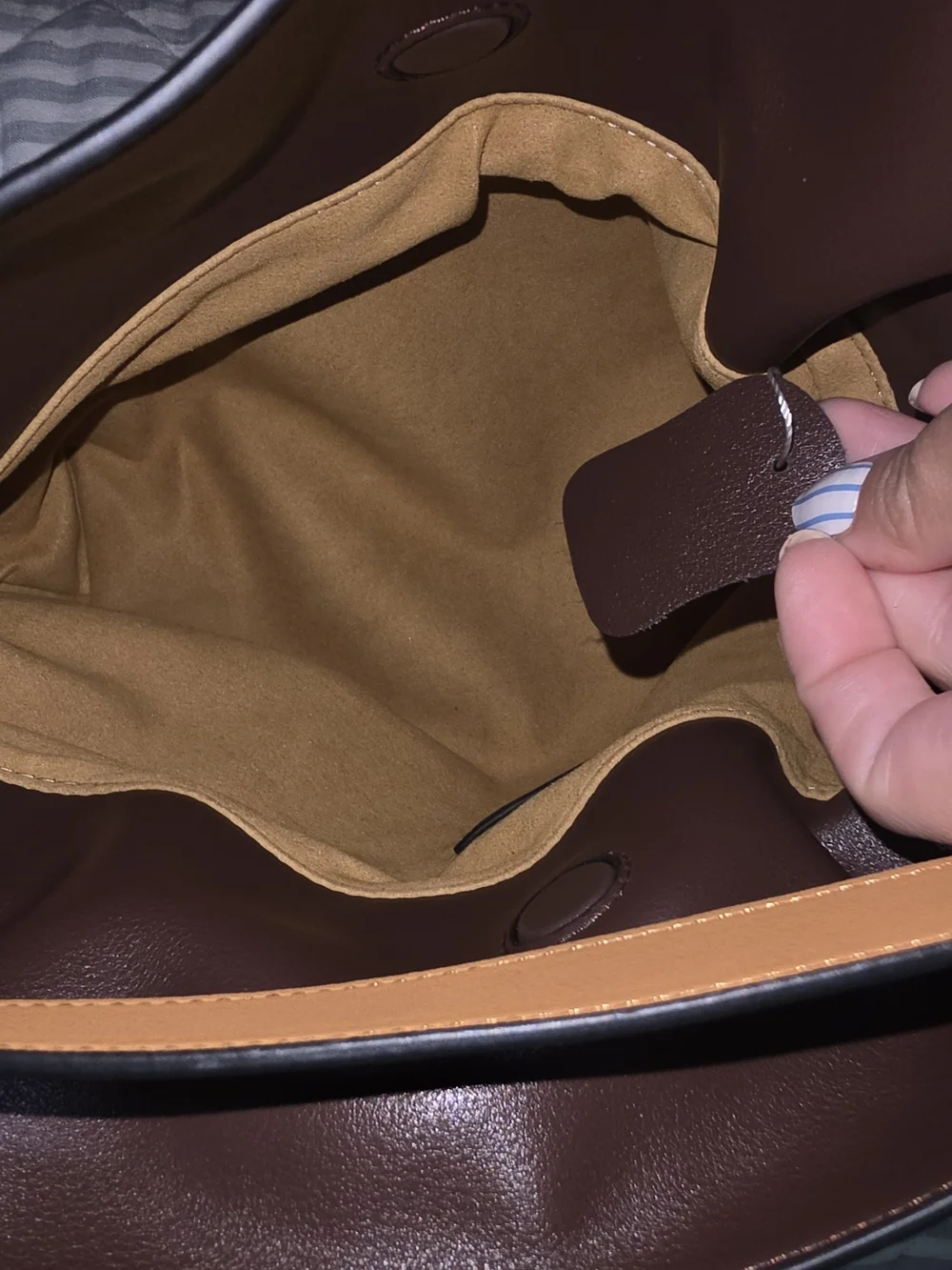 Brown Leather Calfskin Leather Cinch Flamenco Crossbody Bag